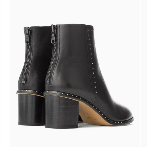 rag & bone black leather willow stud ankle boot size 38 or 8 - Picture 1 of 12